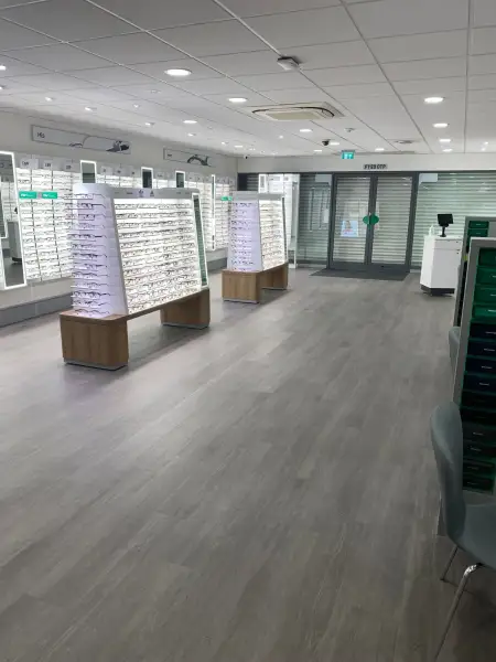 Completed illuminated displays in the new expanded store at Birkenhead Specsavers: Swipe To View More Images